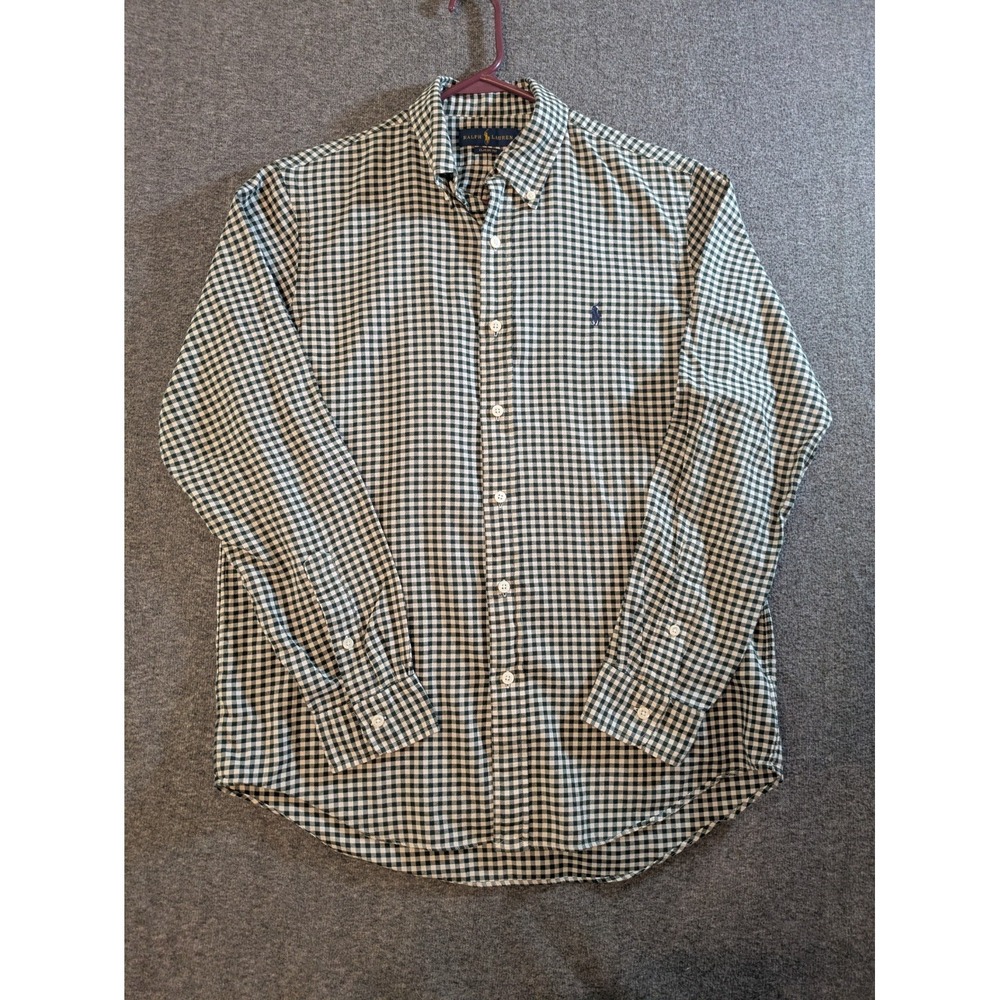 Ralph Lauren Shirt Mens Long Sleeve Button Down Classic Fit Medium Black & White